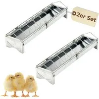 GarPet Futterspender 2er Set Futterspender Hühner 30 cm Futterrinne Futtertrog Metall Küken