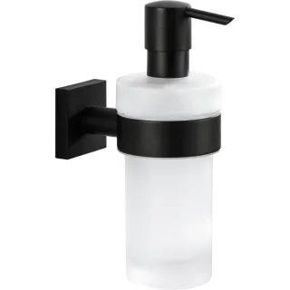 Bravat Quaruna Flüssigseifenspender 753899 Glas satiniert, schwarz matt, zum Kleben oder Schrauben