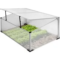 ECD Germany Frühbeet Gewächshaus Treibhaus Frühbeetkasten Tomatenhaus Pflanzenhaus aus Alu, Zweiteiliges Dach 100x60x40cm 0,6m² Fläche transparent Polycarbonat