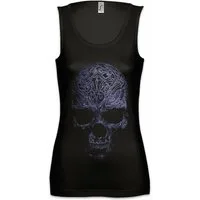Urban Backwoods Tanktop Ornament Skull II Ärmelloses Damen T-Shirt Shirt Schädel Dead Tattoo Totenkopf Rockabilly Skeleton