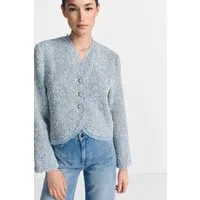 RICHROYAL Strickjacke abgesetzte Kanten mit feiner Rüschendetailierung, lockere Passform