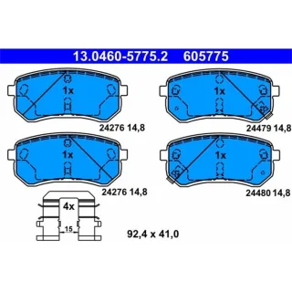 ATE Bremsbel?ge hinten Hyundai I10 Kia Picanto