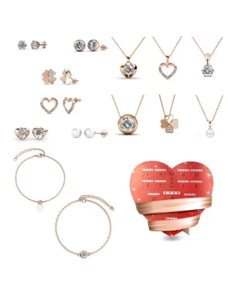 Valentine's Day Herz Box - 14 Juwelen - Rose Gold und Kristall