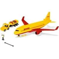 DHL Frachtflugzeug mit Zubehör, Modellfahrzeug blau/weiß