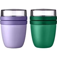 Mepal Lunchbox Lunchpot Mini Ellipse Mixed, Vivid Lilac & Green, 300 & 420 ml, Polypropylen (PP), PCTG, praktischer Reisebecher, Joghurtbecher To Go, spülmaschinengeeignet