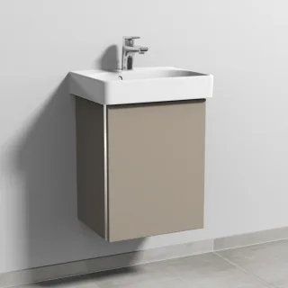 Sanipa 3way Waschtischunterbau zu Geberit Smyle Square Waschtisch mit 1 Tür, Sandgrau-Matt BS66967