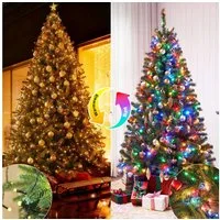 Salcar LED-Lichterkette LED Weihnachtsbaum Lichterkette – Warmweiß & Bunt umschaltbar, 2m 280 LED 9 Modi mit 8 Girlanden für 150cm - 240cm Tannenbaum