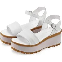 LASCANA Riemchensandalette, Sandale, Sommerschuh, offener Schuh, Sandalette NEU aus Leder mit Keilabsatz