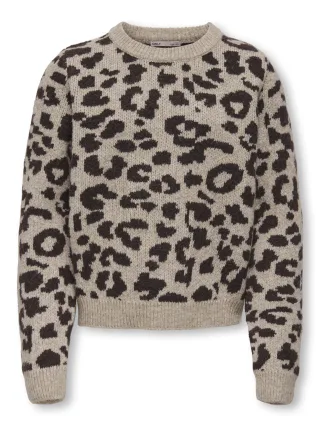 KIDS ONLY - KOGDORA LIFE LEO L/S O-NECK KNT Savannah Tan - Gr. - 164