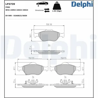 Delphi Bremsbel?ge vorne Toyota Yaris P13 LP3739