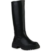 VAN HILL 839531 Plateaustiefel Damen Leicht Gefütterte Plateaustiefel Stiefel Profil-Sohle