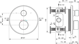 Ideal Standard Badethermostat UP Ceratherm T100 Rosette d:157mm Brushed Gold, A8584A2 A8584A2