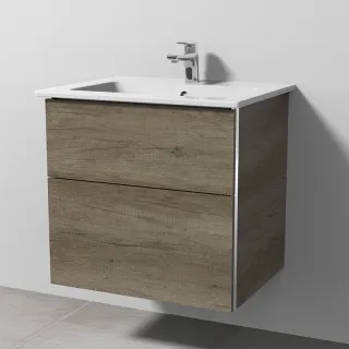 Sanipa 3way Keramik-Set Venticello Keramik-Waschtisch und Unterbau mit 2 Auszügen, Eiche-Nebraska BR32237