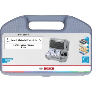 Bosch Multi Material Lochsägen mit Gewinde, 20, 25, 35, 40, 51, 68 x 40 mm, 9-teiliges Set - 2608594616