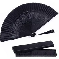 FOUORTUNATE-BEE Handfächer Faltfächer Handfächer mit Einer Stoffhülle und Quasten, (Vintage Retro Stil, 1-tlg., für Heimdekoration Party Hochzeit Tanzen Sommer Geschenk)