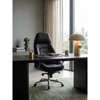KADIMA DESIGN Chefsessel Designer Bürostuhl Bezug Echtleder Schwarz Schreibtischstuhl bis 120 (kg, XXL Design Chefsessel höhenverstellbar, Drehstuhl ergonomisch mit), Armlehnen & hoher Rückenlehne, Wippfunktion
