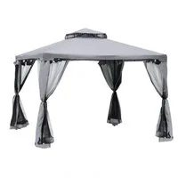 MC Star Pavillon Gartenpavillon Pavillon 3x3m Partyzelt mit 4 Seitenwänden wetterfest, aus Metall und Polyester in Hellgrau für Garten und Veranstaltungen