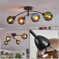 hofstein Deckenleuchte Deckenlampe aus Metall/Glas in Schwarz/Grün/Kupferfarben/Blau/Türkis, ohne Leuchtmittel, Leuchte im Vintage/Retro-Design mit Glasschirmen (13 cm), 4 x E27