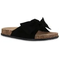 VAN HILL 21590538 TH S67[TH] Damen Sandalen Black 38 Pantolette Damen Pantoletten Sandalen Bequeme Schleifen Korkoptik
