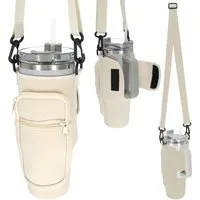 CEPEWA Umhängetasche Umhängetasche für Thermobecher 1,2l beige 7x24cm Neopren Handyfach