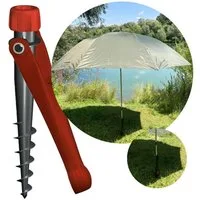 Krinner Schirmhalter Vario Drill Erdanker Sonnenschirmständer für Strand & Wiese, für Stöcke bis Ø 32 mm, 1 tlg.