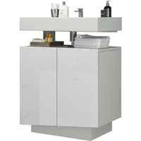 welltime Waschbeckenunterschrank Vela,Breite 60cm, 2 Türen, 2 Fächer, mit Siphonausschnitt, lackiert (1-St) Waschbeckenunterschrank,Waschtisch,Design mit schrägen Türen