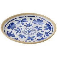 APS Teller FLORYN, (1 St), H: 2 cm, Melamin, innen: Dekor, blau/weiß, außen: beige