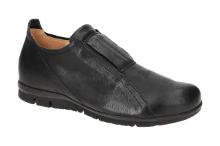 Think 3-000550-0000 KING Herrenschuhe Schwarz Echtleder Slipper Holzfu?bett