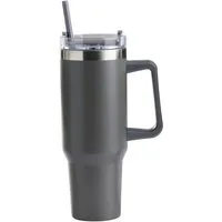 BURI Tasse Thermobecher mit Strohhalm 1100ml Trinkbecher Isolierbecher Edelstahl, Edelstahl