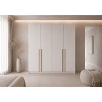 MOEBLO Drehtürenschrank Glamy 4D Wood (Moderner 4-türiger Kleiderschrank mit viel Stauraum, Einlegeböden – Ideal für Schlafzimmer, Ankleidezimmer oder Jugendzimmer, Schrank Garderobe Drehtürenschrank - holz griffe) (BxHxT): 200 x 210 x 57 cm