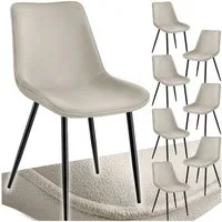 tectake Esszimmerstuhl Küchenstuhl gepolstert, in Samtoptik, 48 x 59 x 82,5 cm (Wohnzimmerstuhl Monroe in creme, 8 St), ergonomische Sitzschale, schwarze Stahlbeine, bodenschonend
