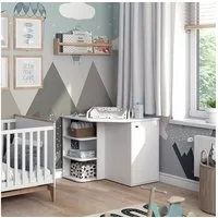Vicco Wickelkommode Kristian, Weiß, 85 x 86.2 cm mit Tür und offenen Fächern