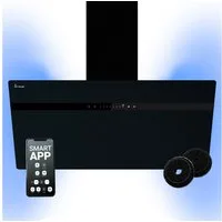 KKT KOLBE Wandhaube Dunstabzugshaube 90cm STYLE9005SMAO RGBW Ambientebeleuchtung Kopffrei / 90cm / Smarte WiFi-App / Schwarz / Glas / Schräghaube