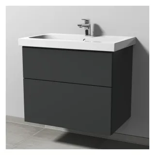 Sanipa 3way Waschtischunterbau zu Geberit iCon Light Waschtisch mit 2 Auszügen, Anthrazit-Matt SM57422