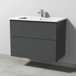 Sanipa 3way Waschtischunterbau zu Duravit ME by Starck Waschtisch mit 2 Auszügen, Anthrazit-Matt SM72522
