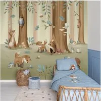 LITTLE DUTCH Fototapete Forest Friends, glatt, neutral, (1 St), 280x300cm (LxB) ca. 8,4m2