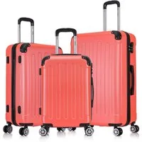 Flexot Hartschalen-Trolley F-2045 Kofferset, 360° Rollen, robuster Reisekoffer, Bordcase, 4 Rollen, Robuster und moderner Koffer mit vier 360° Rollen und Zahlenschloss