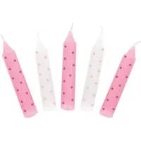 goki Geburtstagskerze Geburtstagskerzen-Set 10 Stk. Kerzen 10 cm hoch Geburtstag (Set, 10-tlg., 1), Kerzen handbemalt in der Farbe rosa gepunktet