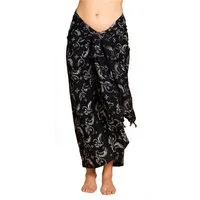 PANASIAM Sarong Pareo Wachsbatik schwarz-weiß aus hochwertiger Viskose Strandtuch, Viskose, Strandkleid Bikini Cover-up Tuch für den Strand Schultertuch Halstuch