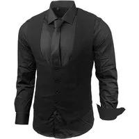 Baxboy Langarmhemd Baxboy Hemd/Weste/Krawatte Set Business Herrenanzug-Set HWKR B-101