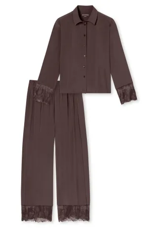 SCHIESSER - Pyjama lang deep brown - Gr. - 42