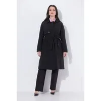 Ulla Popken Wintermantel Trenchcoat A-Linie Hemdkragen Gürtel Satinfutter