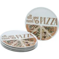 CreaTable Pizzateller Europa All You Need, Pizzateller 33 cm 6-tlg, (6 St), Teller Set, Pizzamotiv, Europäische Qualität