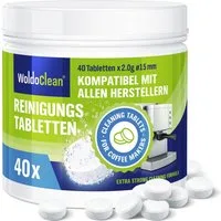 WoldoClean WoldoClean Reinigungstabletten Kaffeevollautomaten 40x2g Reinigungstabletten (40-St. Kompatibel mit Jura, Siemens, DeLonghi, Bosch, Melitta, Krups, Philips)
