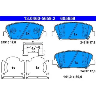 ATE Bremsbel?ge vorne Hyundai Kia 13.0460-5659.2