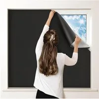 Verdunklungsrollo 150X300CM Verdunklungsstoff Ohne Bohren Sonnenschutz-Fensterfolie, Zaewry, 100% Verdunkelung, Abnehmbar für Urlaub Innen Dachschräge Fenster