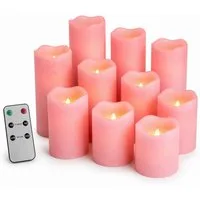 HSE24 LED-Kerze LED Kerzen Set 10er Stumpenkerzen mit Fernbedienung Timer warmweiß, Warmweiß, Flackerlicht Timer Fernbedienung warmweiß realistische Optik