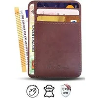 Wrischan Kartenetui 100% Echtleder Kartenetui SEHR Slim und FLACH Kreditkartenetui (Slim Wallet), Kartenhalter für bis zu 12 Kreditkarten, Brieftasche, Mini Geldbörse