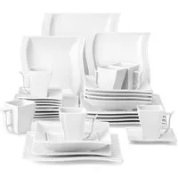 MALACASA Geschirr-Set Tafelservice FLORA für 6/4 Personen Marmor Geschirrset (30-tlg), 6 Personen, Porzellan