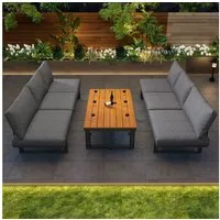 Celya Gartenlounge-Set Gartenmöbel-Set, mit 2 Sofas, mit esstisch, gartenmöbel set 6 personen, (verstellbarer Rückenlehne, verstellbarem Tisch, inklusive aller Sitzkissen und Kissen), verstellbarer Rückenlehne, verstellbarem Tisch